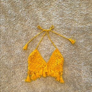 Yellow Crochet Halter Top